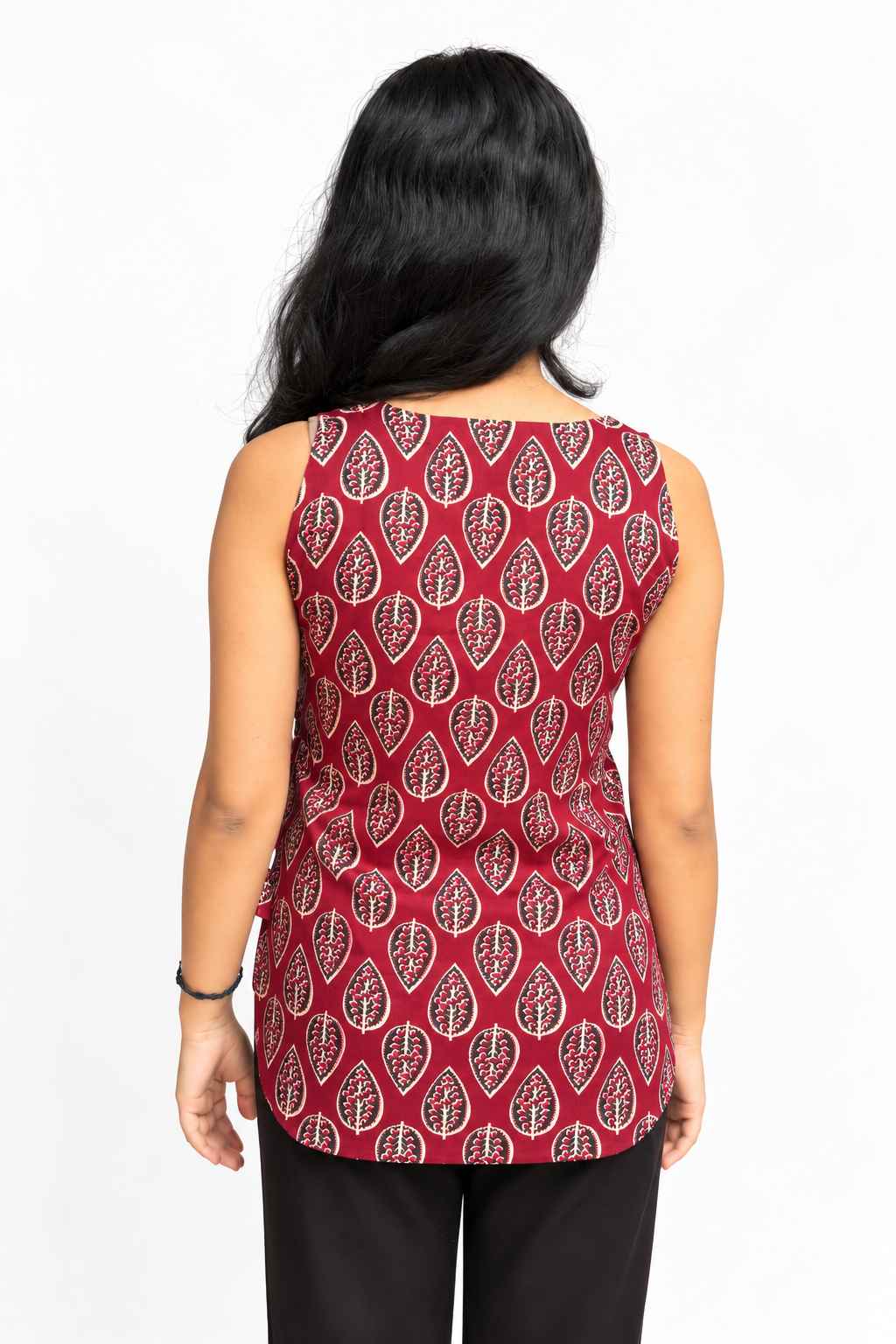 Ang Rakkha maroon cotton top front view