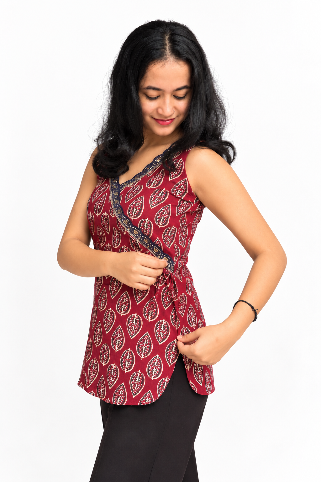 Ang Rakkha maroon cotton top side view